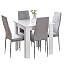 White Table+4 Grey Pu Chair