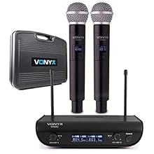 Reliable UHF wireless microphone system includes two handheld microphones and dual-channel receiver, ensuring clear and stable audio transmission ideal for presentations, singing or public speaking. Wireless handheld microphones and receiver feature ...