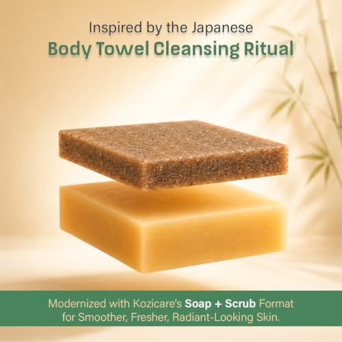 Image of Kozicare Kojic Radiance Soap & Scrub - Japanese 7-in-1 Formula, Pack of 3