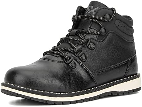 X RAY Footwear Jonah Boy’s Fashion Classic Lace Up Combat Faux Leather Mid-Top Chukka Boots, Round toe, Block Heel Platform, Thermoplastic Rubber Outsole; Size 5