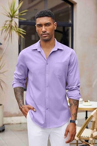 COOFANDY Men's Button Down Long Sleeve Shirt Casual Untucked Dress Shirt Regular Fit Wedding Shirts4