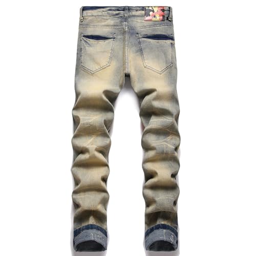 Mens Casual Jeans Hip Hop Trousers Stretch Skinny Jeans Men Slim Fit Denim Pants Printed Pants Jogger Pants2
