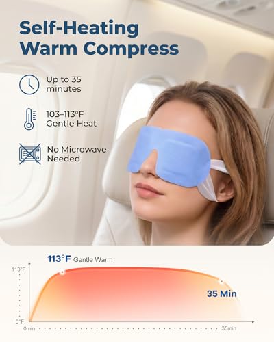 Self Heating Steam Eye Mask: 10-Pack Unscented Disposable Warm Eye Compress for Dry Eyes,Stye & Tired Eyes, Stress Relief, Moist Eye Warmer for Spa Day, Flight, Travel & Relaxation Gift for Women