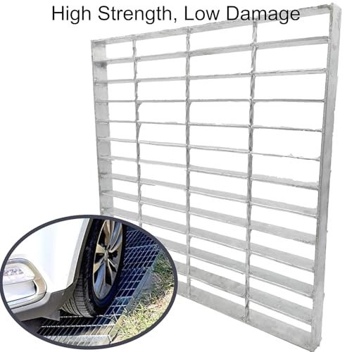 Image of Galvanized Steel Drain Grate, Driveway Channel Cover 16x16 in