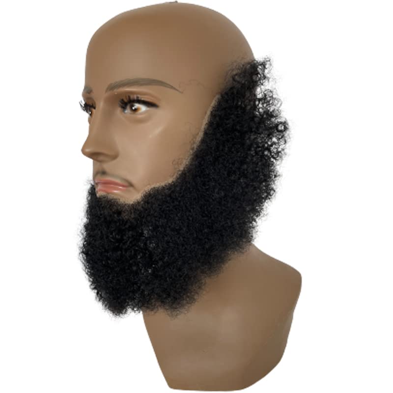 Miniatura 4 de Cabello humano rizado afro, bigote para hombres negros americanos, base de encaje de maquillaje realista, sistema de reemplazo de 12 x 3 pulgadas