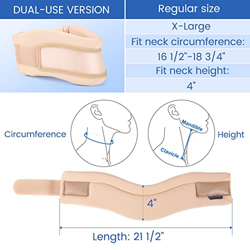 Velpeau Neck Brace -Foam Cervical Collar - Soft Neck Support Relieves Pain & Pressure In Spine - Wraps Aligns Stabilizes Vertebrae - Can Be Used During Sleep (Dual-Use, Brown, X-Large, 4″) #TOP1