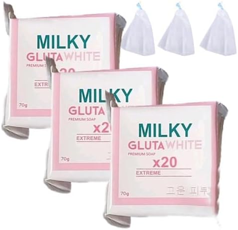 Gluta Milk Soap, 70g Glutamilk ๐๐ก๐ข๐ญ๐๐ง๐ข๐ง๐ Soap, Beauty Glutamilk SoapBar Premium ๐๐ซ๐ข๐ ๐ก๐ญ๐๐ง๐ข๐ง๐ Soaps, Gluta Milk Bar Soaps for Face & Body (3pcs)