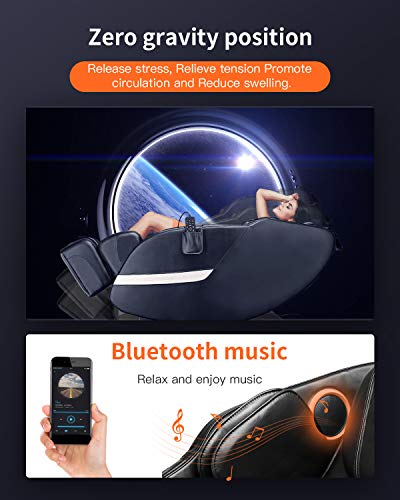 Bestmassage Electric Shiatsu Zero Gravity Full Body Massage Chair Recliner With Built-In Heat Therapy Foot Roller Airbag Massage System Stretch Vibrating Wireless Bluetooth Speaker,Black #TOP4