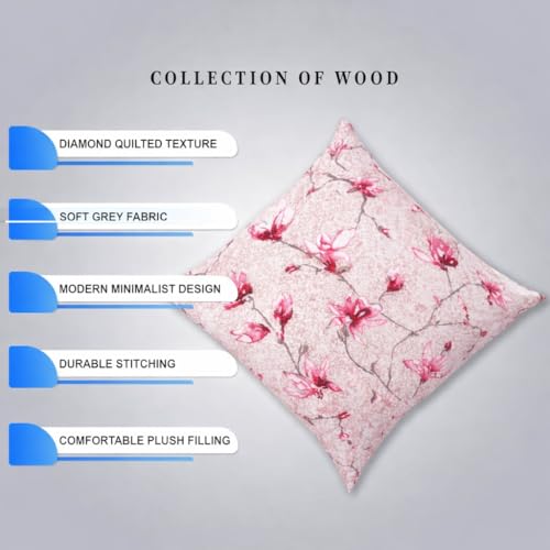 Image of Floral Throw Pillow Cover 18x18 Inch Set of 1, Square, Decorative Cushion Cover for Sofa Couch Bed, Vintage Flower Pillowcase for Living Room Bedroom Home Decor (Only Cushion Cover- Pink)