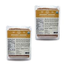 Pure Indian Foods Organic Jaggery Sugar - Known as Gur, Gud, or Panela - Raw Gluten-Free Wholesome Brown Sugar from Sugar Cane - 2-Pack of 1.1 lb 1kg total