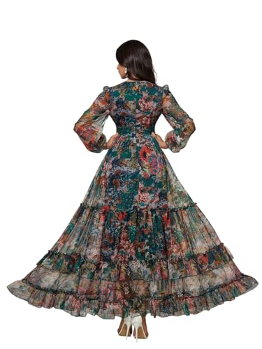 Litzo Women's Georgette A-Line Maxi Dress (L-31-Xl_Green