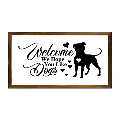 Panneau en bois Welcome avec cœur chihuahua décoration murale maison 56x31 cm