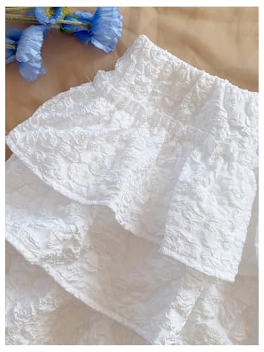 GORGLITTER Women's Textured Layered Ruffle Flared Skirt Elastic Waist Flowy Mini Skirts3