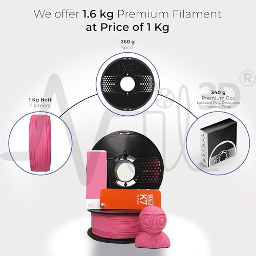 Image of NFIL3D 1KG Net Turbo Finish PLA+ Pink 3D Printer Filament | Filaments for 3D Printer| 1.75mm| Accuracy + /- 0.015mm | 1000g 3D Filament, 250g Spool, 350g Packaging Weight (Total Weight 1.6KG)