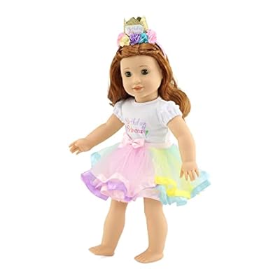 Emily Rose 18 Doll Birthday Princess 3PC Outfit with Tutu & Tiara | Clothes Set is Compatible with American Girl Dolls | USA Brand - Gift Boxed | Ages 5+ | NO Doll