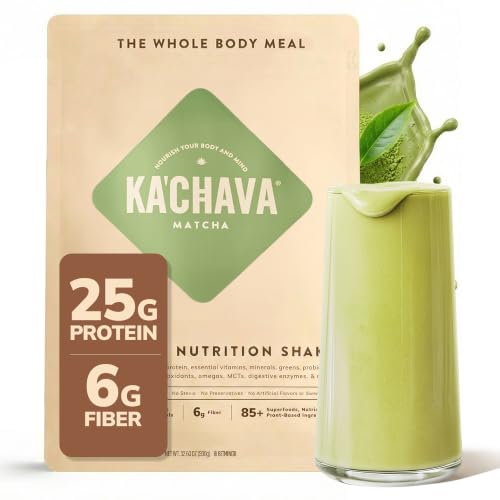 Image of Ka'Chava Whole Body Meal Shake Matcha 2 lb - Vegan Protein Powder with 85+ Superfoods & Greens - Plant-Based Meal Replacement with Probiotics & Digestive Enzymes - Gluten & Dairy Free (15 Servings)