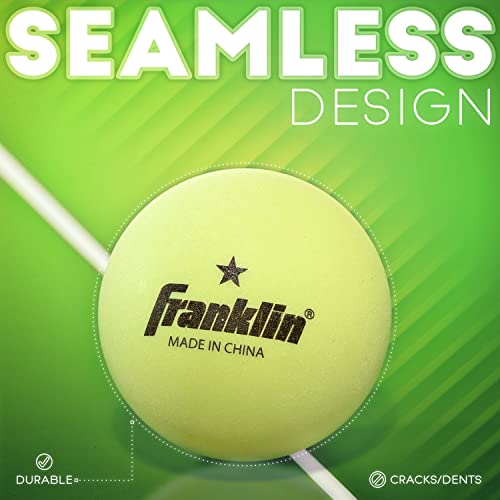 Image of Franklin Sports Glow in the Dark Ping Pong Balls - Official Size + Weight 40mm Table Tennis Balls - One Star Glow in the Dark Ping Pong - Durable High Performance - Green - 6 Pack