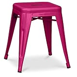 Fuchsia Iconik Interior Tolix Style Tabouret Design Industriel - 45cm - Nouvelle Édition - Stylix Fuchsia