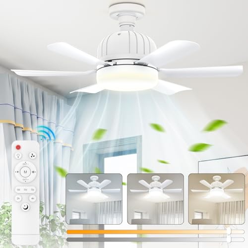 Ventilateur de plafond avec lumière E27 et télécommande pour salon de 46cm - 4
