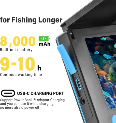 Image of 4.3 inch Fish Finder Underwater Fishing Camera, 8000mAh Li-Battery, Wide-Angle Infrared LED Night Vision Camera, Host IP65 Waterproof, with 4.3 inch IPS Display for Ice, River and Boat Kayak Fishing