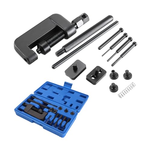 Image of Motorcycle Chain Brake Tool Kit, 13PCS Motorbike Chain Braker Set with C Frame 3 Anvils 4 Brake Tips, Dirtbike Link Repair Removal Tool, Fit for Cam & 25 to 630 Chains