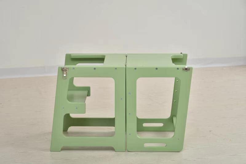 Image of Avenlur Toddler Tower, Date 4-in-1 Kitchen & Learning Tower (Green) | Avenlur Date 4-in-1 Kitchen Tower doubles as a kitchen stool for toddlers, montessori tower, and toddler tower table.