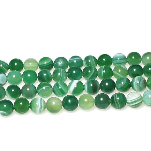 MJDCB Natural Round Stone Beads 8mm Green Striped Agate Loose Gemstone Beads for Jewelry Making Bracelet Necklace 43pcs - Image 4