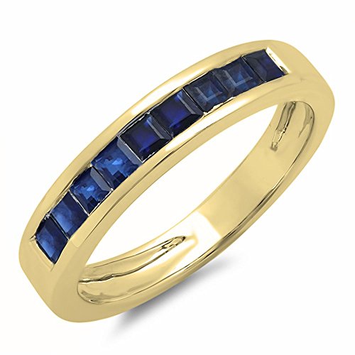 Dazzlingrock Collection Princess Blue Sapphire Channel Set Wedding Band for Women in 10K Solid Gold