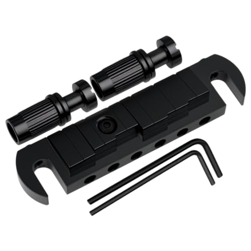 DIAO79NI Adjustable Intonated Wraparound Bridge Tailpiece with D/G Compensated Saddles for Les Paul Style Guitar (Black)
