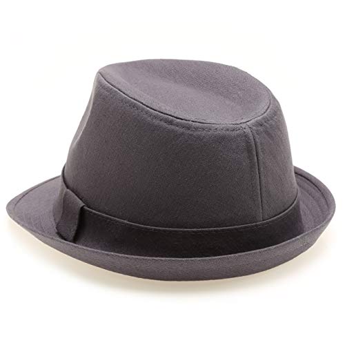 Image of Classic Trilby Short Brim 100% Cotton Twill Fedora Hat with Band