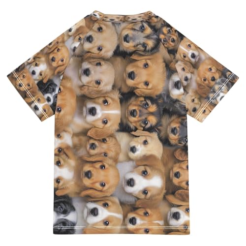 Boys Short Sleeve T-Shirts Cute Dog Real Rashguard Kids Swim Shirts Sun UPF 50+ Multicoloured2