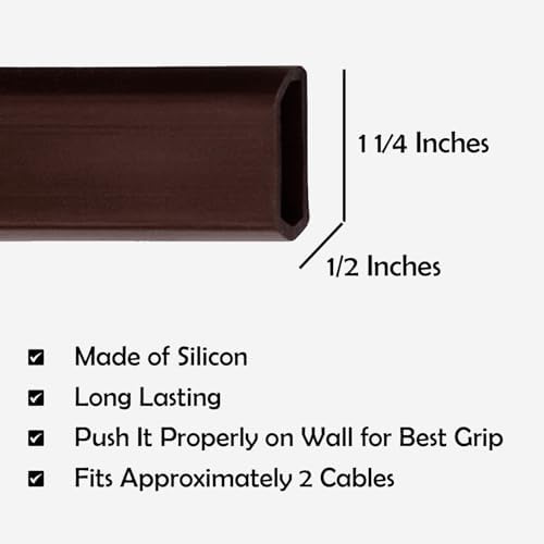 TV Cord Hider – Flexible Wall Cord Cover Slim Design Silicone Cable Raceway - Self Adhesive, Cut to Size Design for Hiding Wires on Wall - Clean Home Setup Cable Concealment (Dark Brown 3 Feet) - 5