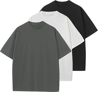 Mens Oversized T-Shirts Cotton Tee Heavyweight Unisex Short Sleeve Crew Neck Loose Fit Basic Tops