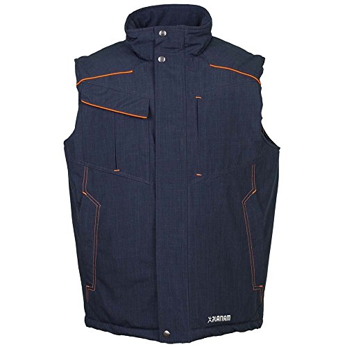 Chaqueta de invierno azul marino impermeable con detalles naranja neón deportivos
