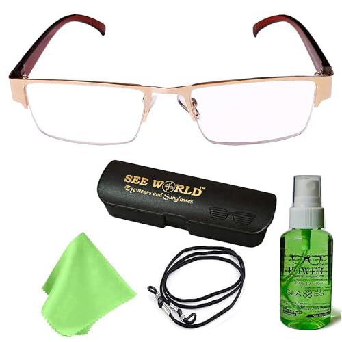 SEE WORLD - Half Rim Metal Frame Reading Eyeglasses Computer Spec...