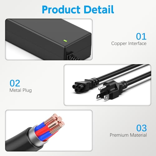 LJO-EEIH 19V Power Cord for Asus 22'' 23'' 24'' 27'' LCD Monitor, VX238H VX238H-W VX228 VX228H VX248 VX248H Backlight LED G-SYNC Gaming Monitor; MX279H VX239H VX279H MX239H LS246H Power Supply Cord - Thumbnail 6