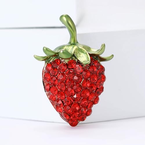 Image of Enamel Fruit Brooch for Women Rhinestones Fruit Lapel Pin Elegant Fruit Brooches Jewelry Gift, Perfect for Dresses Hat Bag