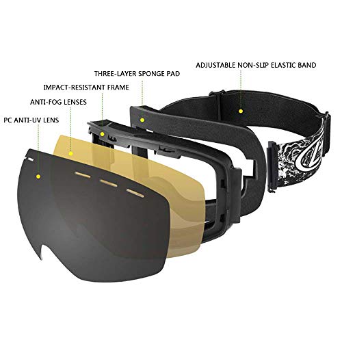 Ski sans buée : Lunettes de ski JIA JIA à écran rouge interchangeable - 2
