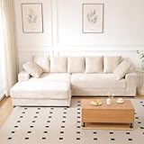 108.6" Sectional Sofa, Thickened Corduroy Sectional Couches for Living Room,Comfortable L-Shaped Chaise Sectional Sofa with Storage Ottoman,Eight Throw Pillows