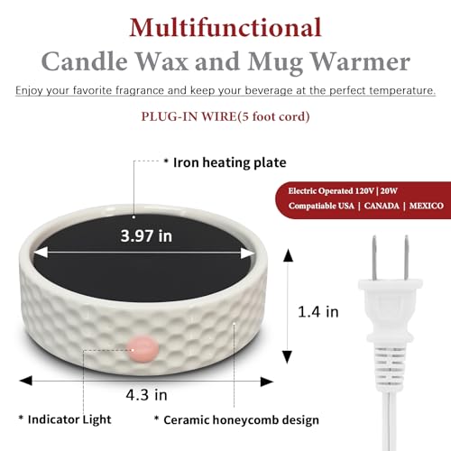 Image of Electric Large Candle Warmer Plate - Ceramic Candle Wax Warmers for Scented Melts Wax Burner Fragrance Wax Melter for Home Office Bedroom Decor Gift for Mom Women