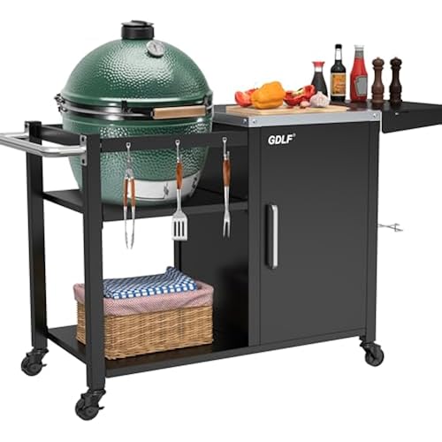 GDLF Grill Table for Medium Big Green Egg, Metal Grill Stand