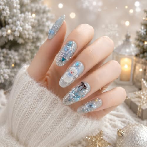 Image of Snowman Nail Stickers Decals Christmas Nail Art Stickers Winter Nail Decals