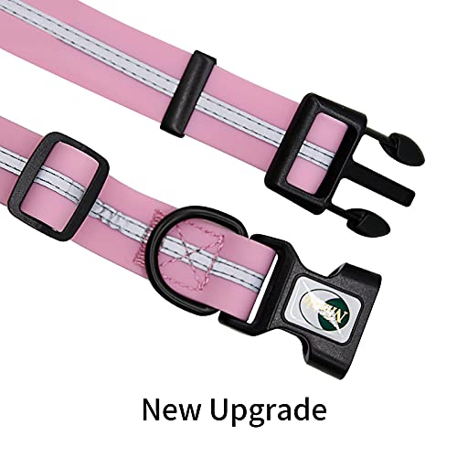 Image of Nimble Reflective Waterproof Dog Collar Adjustable Odor Resistant Easy Clean Pet Collar for Small Medium Large Dogs Night Walking Outdoor Rainy Use (Medium (11.81 inch-18.5 inchinches), Lavender)