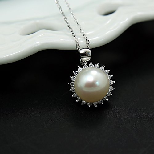 "Sunshine" Sterling Silver 8.5-9mm White Freshwater Cultured Pearl Earrings Studs AAA Zirconia Earrings Gift for Women4