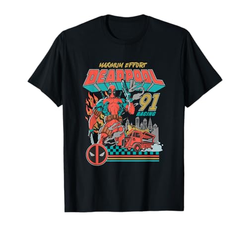 Marvel Deadpool Maximum Effort 90s Racing T-Shirt