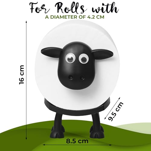 VELENTI Sheep Toilet Roll Holder, Free Standing Bathroom Set, 3D Printed, Funny Hilarious Black Sheep Loo Roll Holder, Tissue Paper Storage, Cute Bathroom Decor, X3, Set of 3