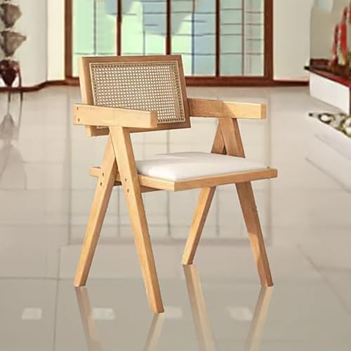 NOKTAI Sillas de Comedor de ratán de imitación, taburetes de Bar con Cojines Suaves, Silla de Acento Moderno de Madera de Mediados de Siglo para la Sala de Estar Dormitorio White