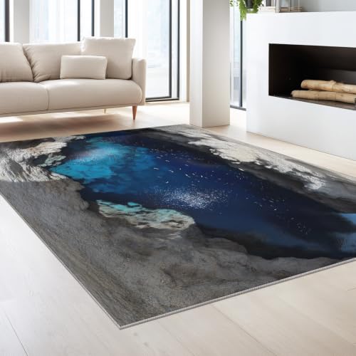 Tapis mystérieux grotte bleu 140x200 cm pour salon et salle à manger design - 4