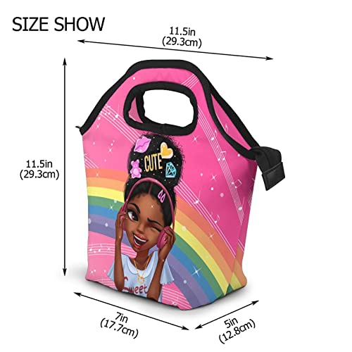 Lunch Bags For Black Women African American Lunch Box Afro Black Girl Lunch Tote Bag For Travel, Picnic, Work, School Reusable Insulated Cooler #TOP1