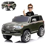 Garvee 12V Ride On Car, Licensed Toyota Land Cruiser with Remote Control, Electric Car for Kids with Battery Powered, 3 Speeds, Music, Horn, LED Lights, Green